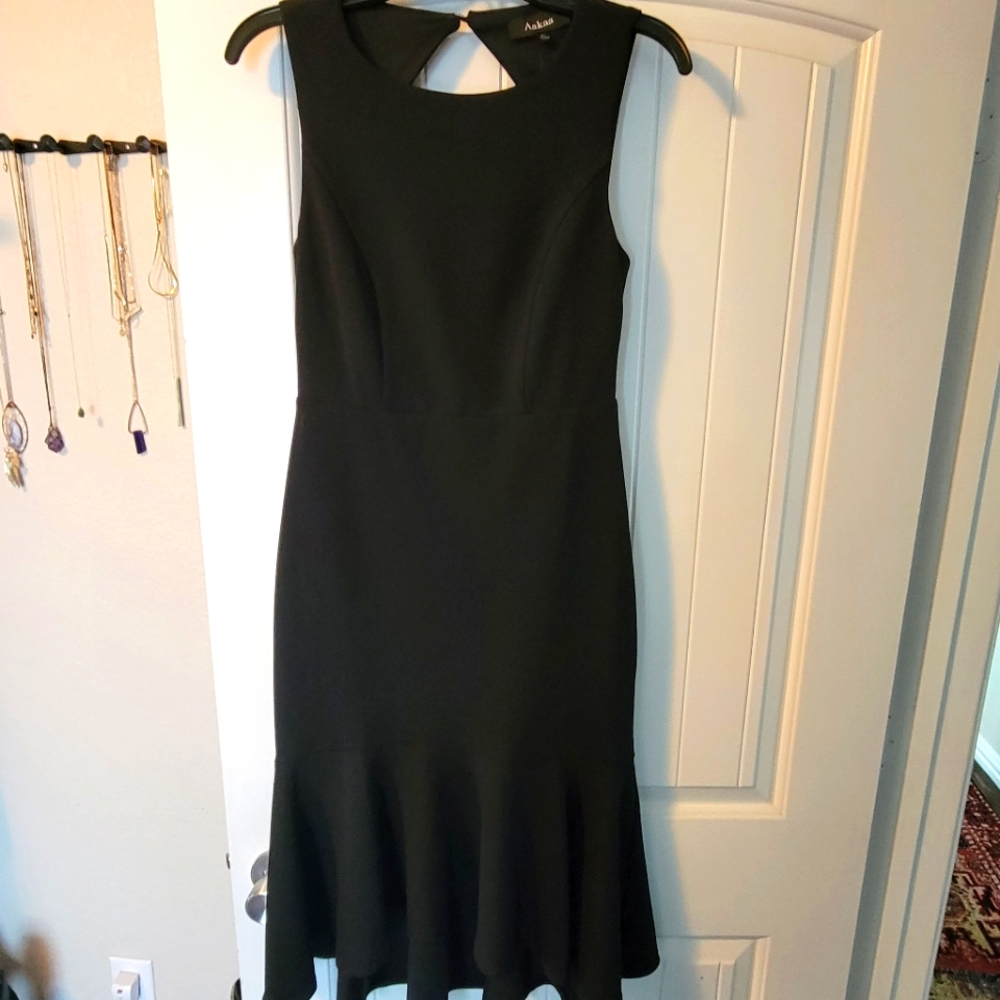Aakaa Black Open Back Dress